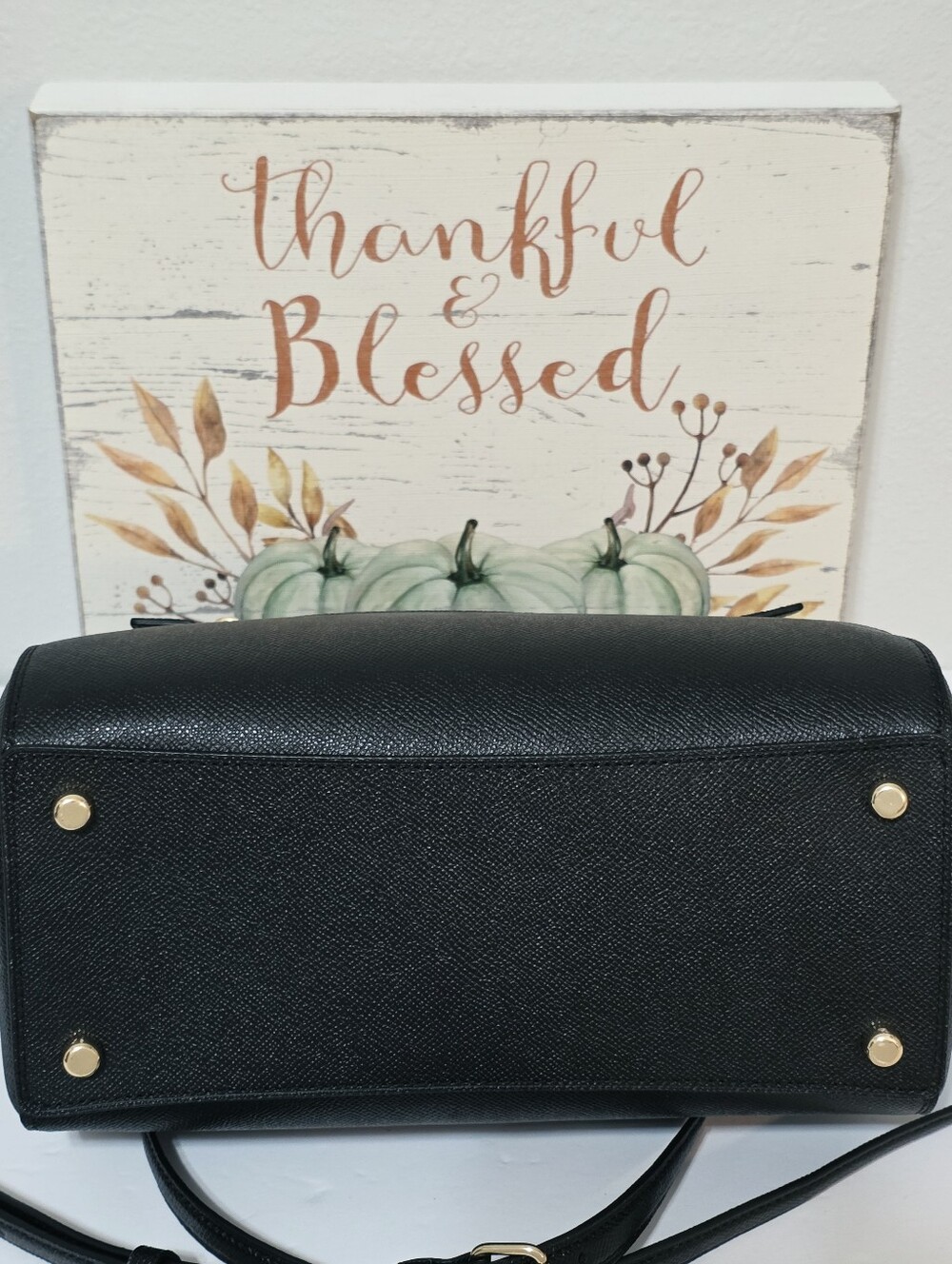 Coach Rowan BLACK Gold Medium Crossbody Bag Crossgrain Leather Shoulder Purse π - Picture 7 of 15